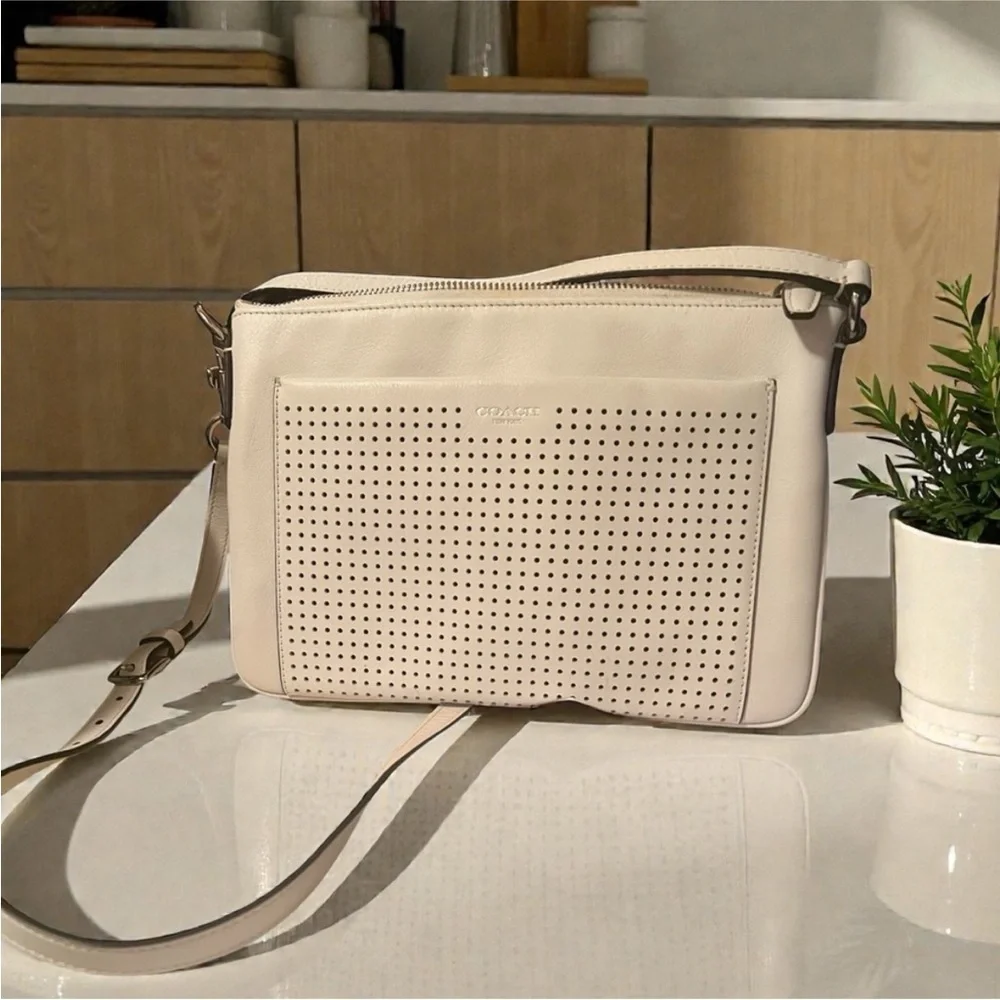Coach Off-White Perforated Crossbody Bag
